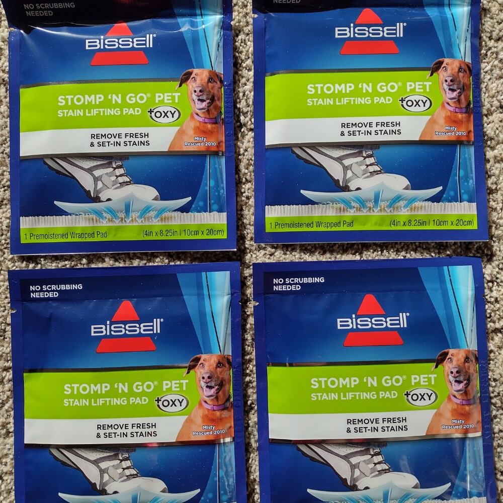 Bissell Stomp 'N Go Pet Stain Lifting Pads + Oxy for Carpet & Rug Lot of 4 New